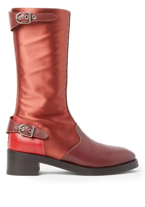 Durazzi Milano satin leather buckle boots - Red