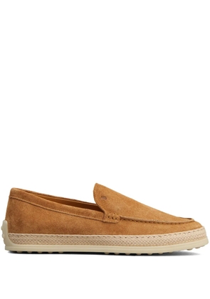 Tod's logo-debossed suede espadrilles - Brown