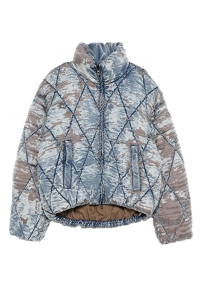Diesel faded-denim quilted jacket - Blue