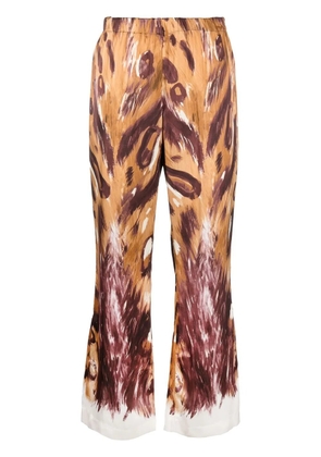 Marni graphic-print flared trousers - Brown