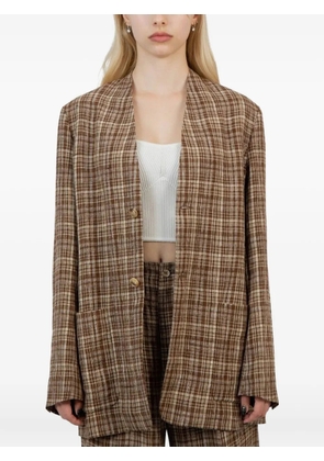 Auralee checked coat - Brown