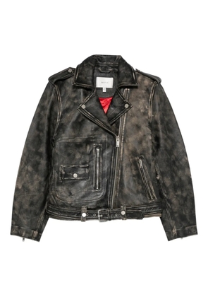 Gestuz belted leather jacket - Black