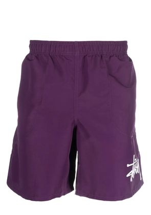 Stüssy logo-print swim shorts - Purple