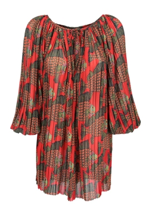 Lenny Niemeyer fish-print pleated blouse - Red