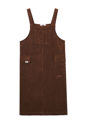 CHOCOOLATE corduroy embroidered-logo midi dress - Brown