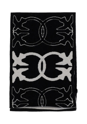 PINKO Love Birds fringed scarf - Black