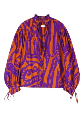 DRIES VAN NOTEN ruffled cotton shirt - Purple