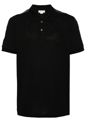 Alexander McQueen logo-tape cotton polo shirt - Black