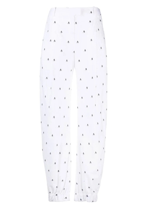 The Attico Rey logo-print wide-leg trousers - White