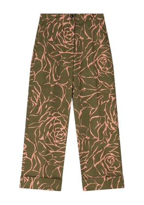 DRIES VAN NOTEN cuffed floral pants - Green