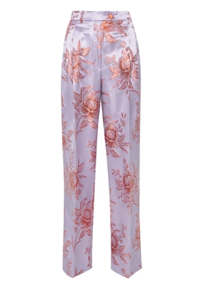 ETRO floral-jacquard satin trousers - Purple