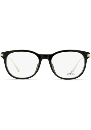 OMEGA EYEWEAR round-frame engraved-logo glasses - Black