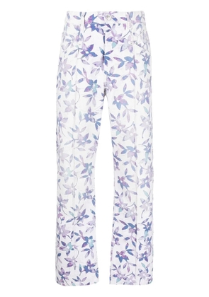 ISABEL MARANT floral-print straight-leg trousers - White