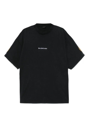 Balenciaga logo-embroidered sleeve-patch t-shirt - Black
