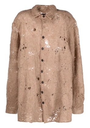 VITELLI raw-cut finish long-sleeve shirt - Neutrals