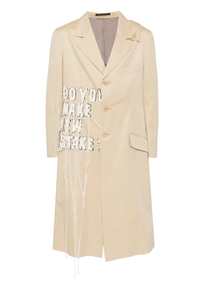 Yohji Yamamoto slogan patch single-breasted blazer - Neutrals