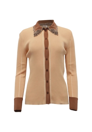 Chloé Vintage lace-detail ribbed cardigan - Neutrals