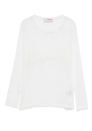 Fiorucci embroidered mesh sweater - White