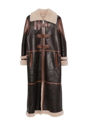 Blumarine buckle-fastening shearling coat - Brown
