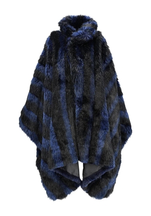 Emporio Armani Pre-Owned striped faux-fur coat - Blue