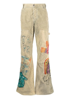 Off-White Cartoon flared carpenter pants - Brown
