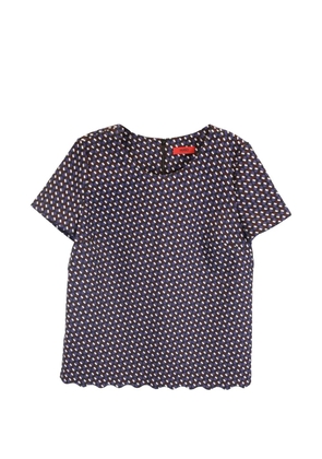 BOSS graphic scalloped short-sleeve top - Blue