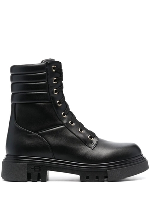 Baldinini leather combat boots - Black