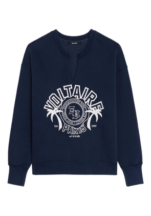 Zadig&Voltaire graphic-embroidery T-neck sweatshirt - Blue