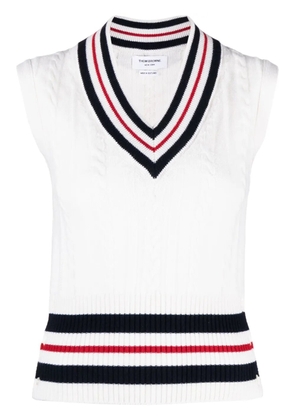 Thom Browne RWB-stripe cashmere top - White