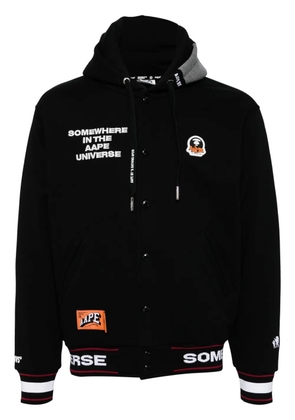 AAPE BY *A BATHING APE® Moonface logo hooded varsity jacket - Black