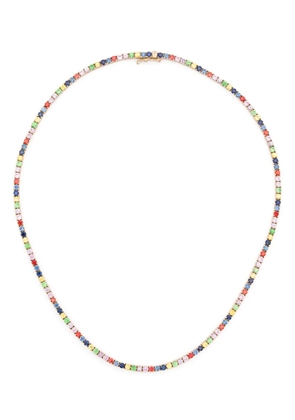 Roxanne First 14kt yellow gold Graduated Rainbow sapphire tennis necklace