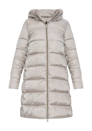 Save The Duck logo-patch padded coat - Grey
