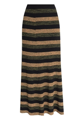 GANNI striped wool midi skirt - Black