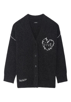 Zadig&Voltaire Arpa heart-embroidery cardigan - Grey