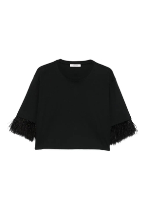 Dorothee Schumacher feather-trimmed cotton top - Black
