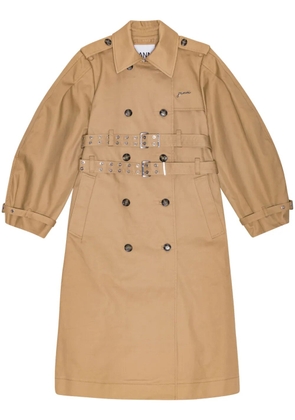 GANNI belted trench coat - Brown