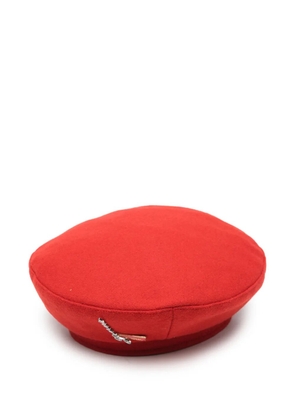 Barbour logo-brooch beret - Red