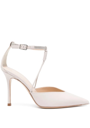 Peserico 10mm rhinestone-embellished leather pumps - Grey