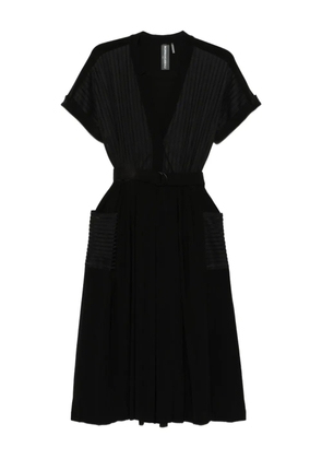 Norma Kamali pleated striped midi dress - Black