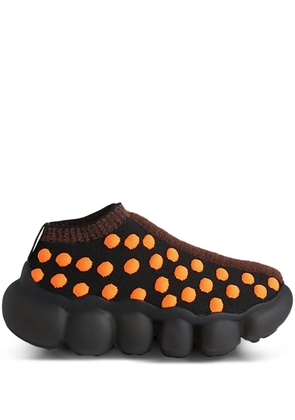 GROUNDS x Bernhard Wilhelm Jewelry knit-textured bubble-sole 'Black/Orange/Brown' sneakers