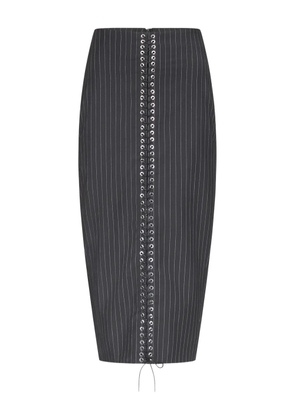 Ludovic de Saint Sernin lace-up pinstripe pencil midi skirt - Grey