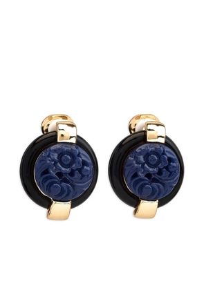 Kenneth Jay Lane carved-lapis button clip-on earrings - Gold