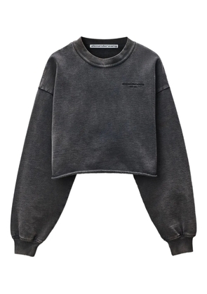 Alexander Wang embroidered-logo cropped sweatshirt - Grey