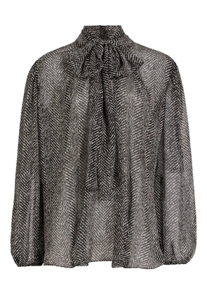 Dolce & Gabbana chevron-print bow blouse - Black