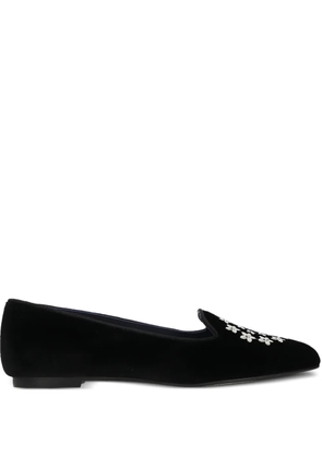 Castañer floral-embroidery loafers - Black