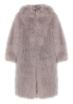 Liska single-breasted shearling coat - Grey