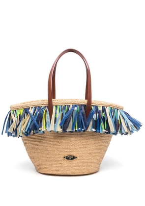 PUCCI Puccing fringed beach bag - Neutrals