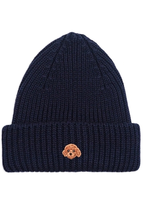 PELO FOUNDATION dog-appliqué beanie - Blue