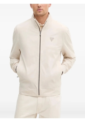 GUESS USA logo-plaque zip-front jacket - Neutrals