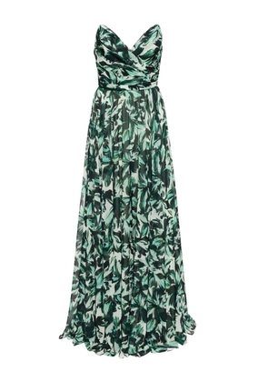 Amsale printed strapless dress - Green
